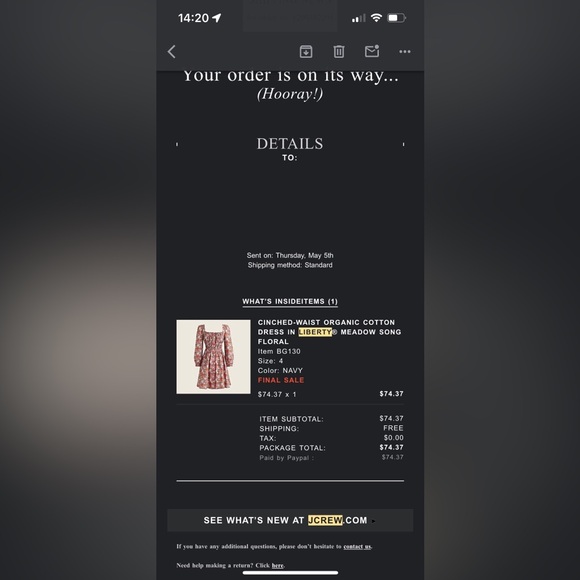 J. Crew Cinched Waist Organic Cotton Dress Pink Liberty London Floral 4 - Picture 2 of 2